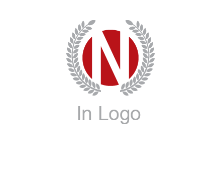 Letter n inside the circle with olive leafs