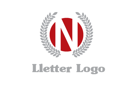Letter n inside the circle with olive leafs