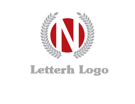 Letter n inside the circle with olive leafs