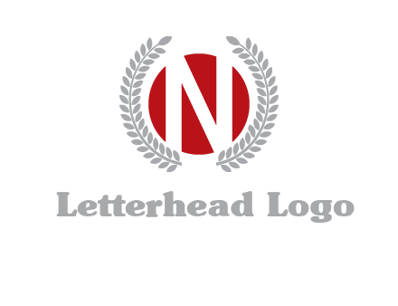 Letter n inside the circle with olive leafs