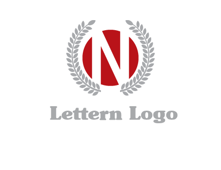 Letter n inside the circle with olive leafs
