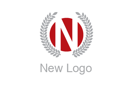 Letter n inside the circle with olive leafs