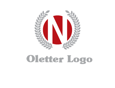 Letter n inside the circle with olive leafs