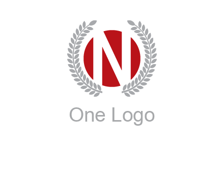 Letter n inside the circle with olive leafs