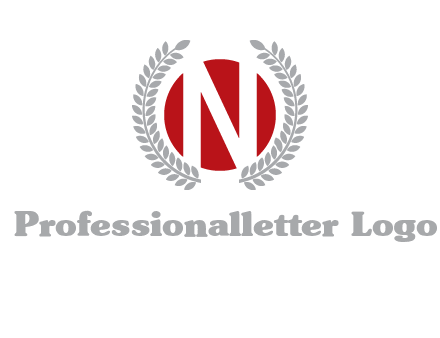 Letter n inside the circle with olive leafs
