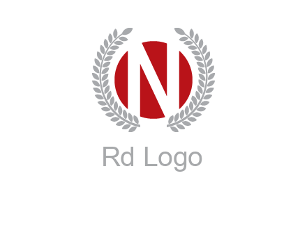 Letter n inside the circle with olive leafs
