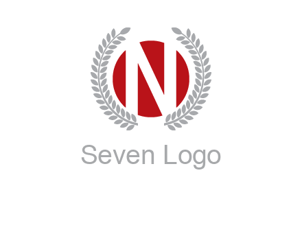 Letter n inside the circle with olive leafs