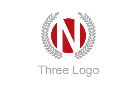 Letter n inside the circle with olive leafs