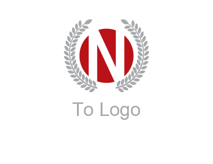 Letter n inside the circle with olive leafs