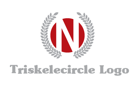 Letter n inside the circle with olive leafs