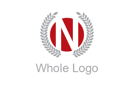 Letter n inside the circle with olive leafs