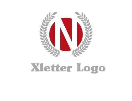 Letter n inside the circle with olive leafs