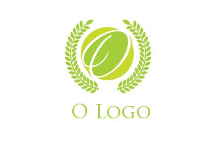 letter o inside the circle with olive leafs logo