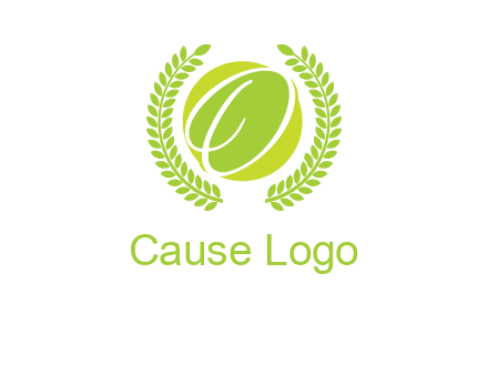 letter o inside the circle with olive leafs logo