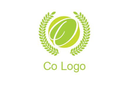 letter o inside the circle with olive leafs logo