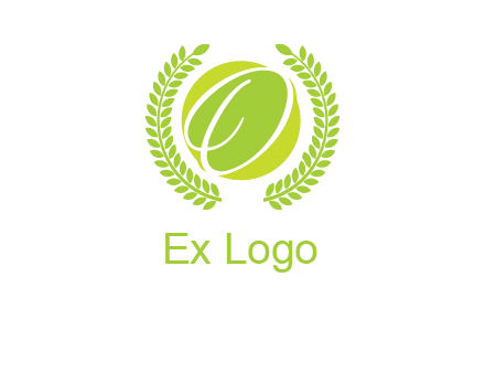 letter o inside the circle with olive leafs logo