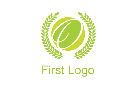 letter o inside the circle with olive leafs logo