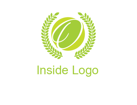 letter o inside the circle with olive leafs logo