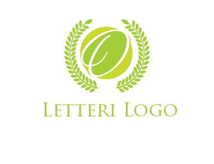 letter o inside the circle with olive leafs logo