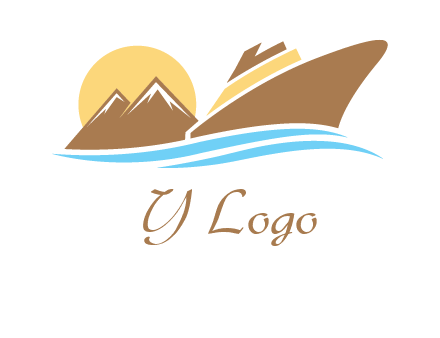 island with sun yacht logo