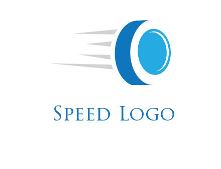 letter O is incorporated inside an abstract speedy Tyre