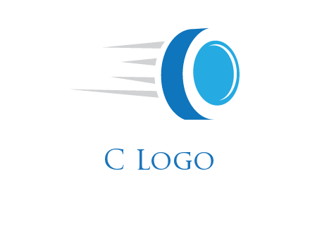 letter O is incorporated inside an abstract speedy Tyre
