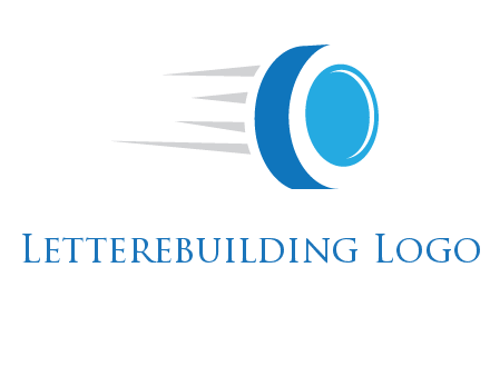 letter O is incorporated inside an abstract speedy Tyre