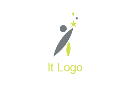 abstract person touching the star icon