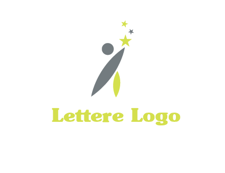 abstract person touching the star icon