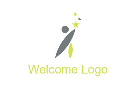 abstract person touching the star icon