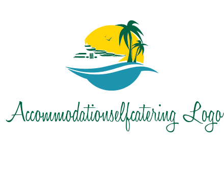cruise ship palm trees and sun travel logo