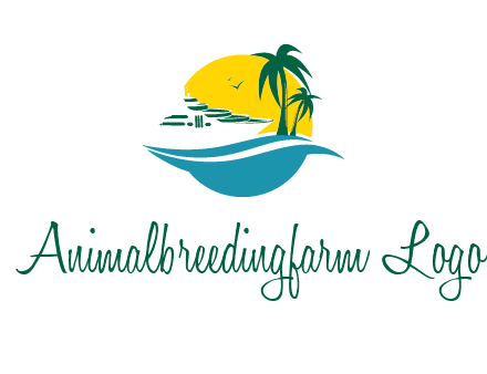cruise ship palm trees and sun travel logo