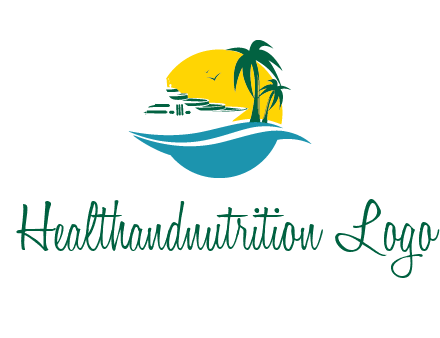 cruise ship palm trees and sun travel logo