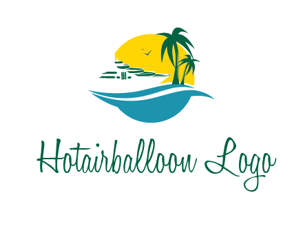 cruise ship palm trees and sun travel logo