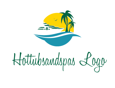 cruise ship palm trees and sun travel logo