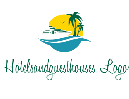 cruise ship palm trees and sun travel logo