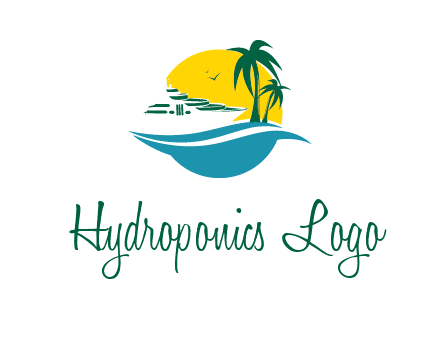 cruise ship palm trees and sun travel logo