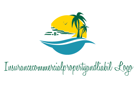 cruise ship palm trees and sun travel logo