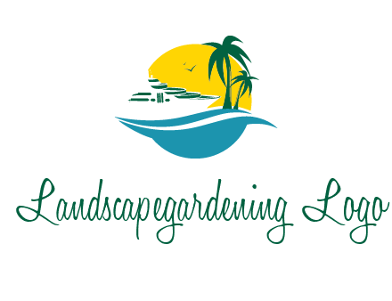 cruise ship palm trees and sun travel logo