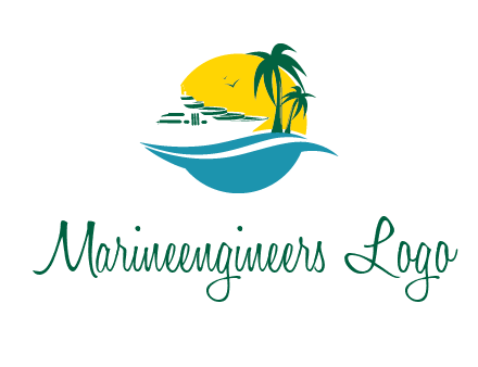 cruise ship palm trees and sun travel logo