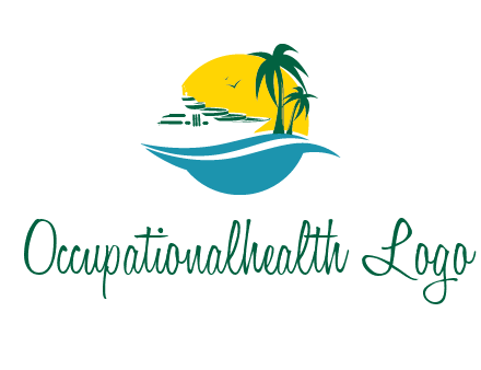 cruise ship palm trees and sun travel logo