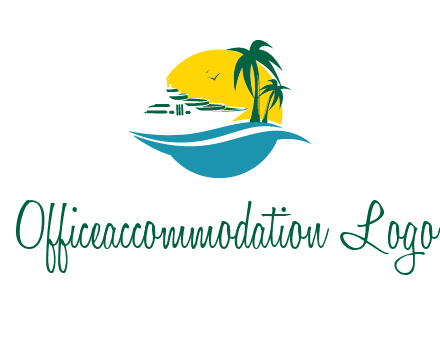 cruise ship palm trees and sun travel logo