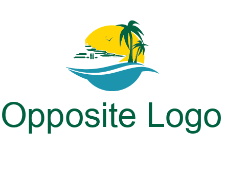 cruise ship palm trees and sun travel logo