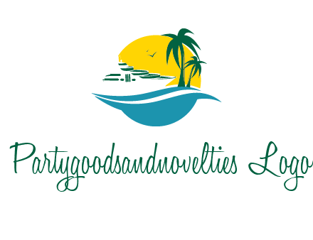 cruise ship palm trees and sun travel logo