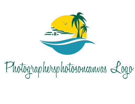 cruise ship palm trees and sun travel logo