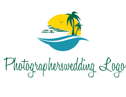 cruise ship palm trees and sun travel logo