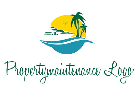cruise ship palm trees and sun travel logo