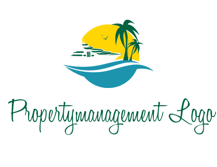 cruise ship palm trees and sun travel logo