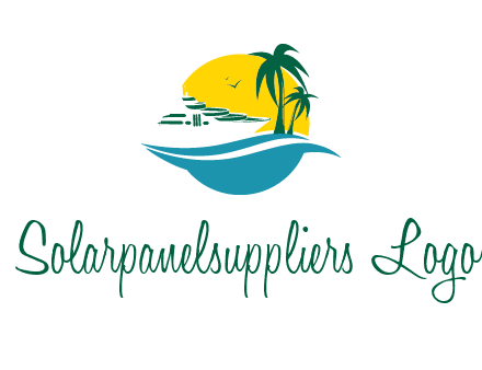 cruise ship palm trees and sun travel logo