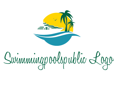 cruise ship palm trees and sun travel logo